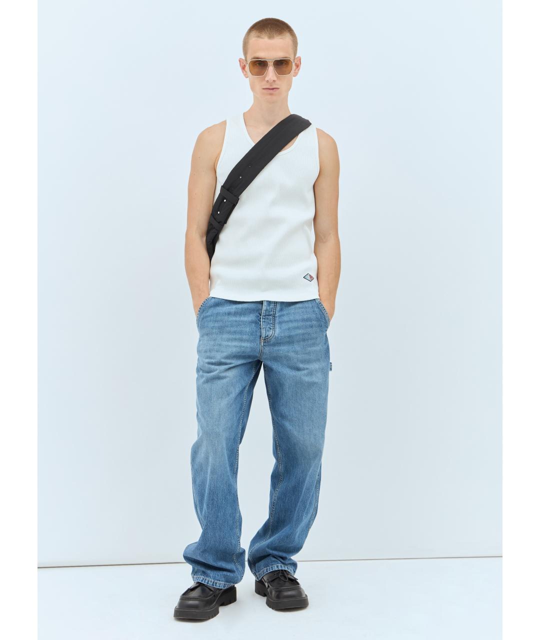 BOTTEGA VENETA Голубые хлопковые прямые джинсы, фото 3