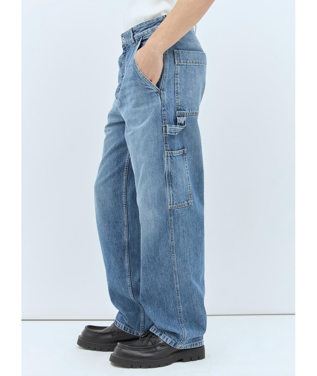 BOTTEGA VENETA Голубые хлопковые прямые джинсы, фото 4