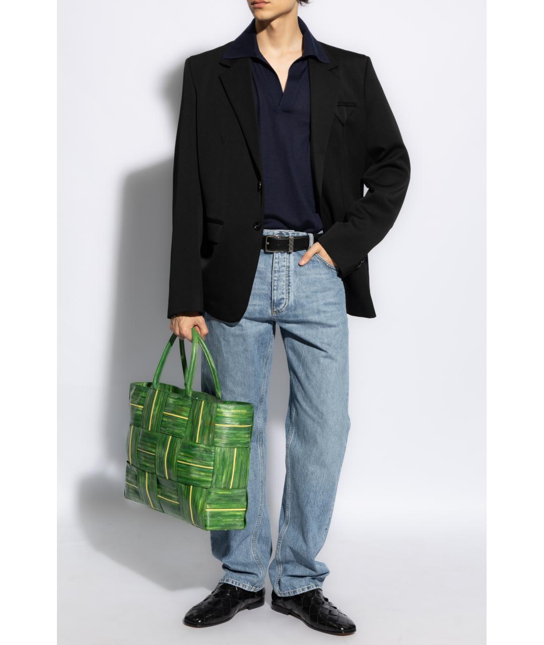 BOTTEGA VENETA Антрацитовые хлопковые прямые джинсы, фото 2