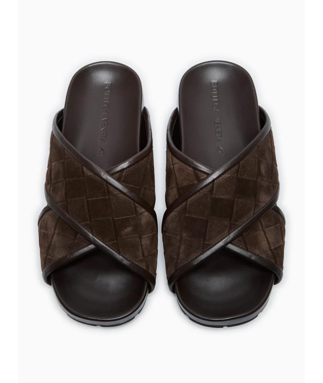 BOTTEGA VENETA Коралловые замшевые шлепанцы, фото 4