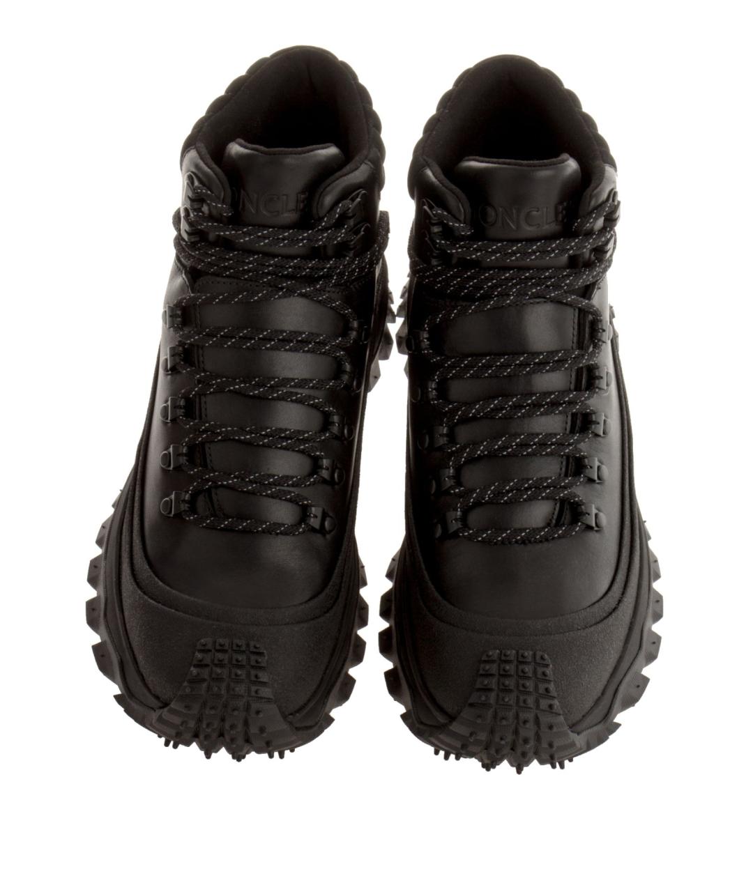 MONCLER Черные кожаные высокие кроссовки / кеды, фото 4