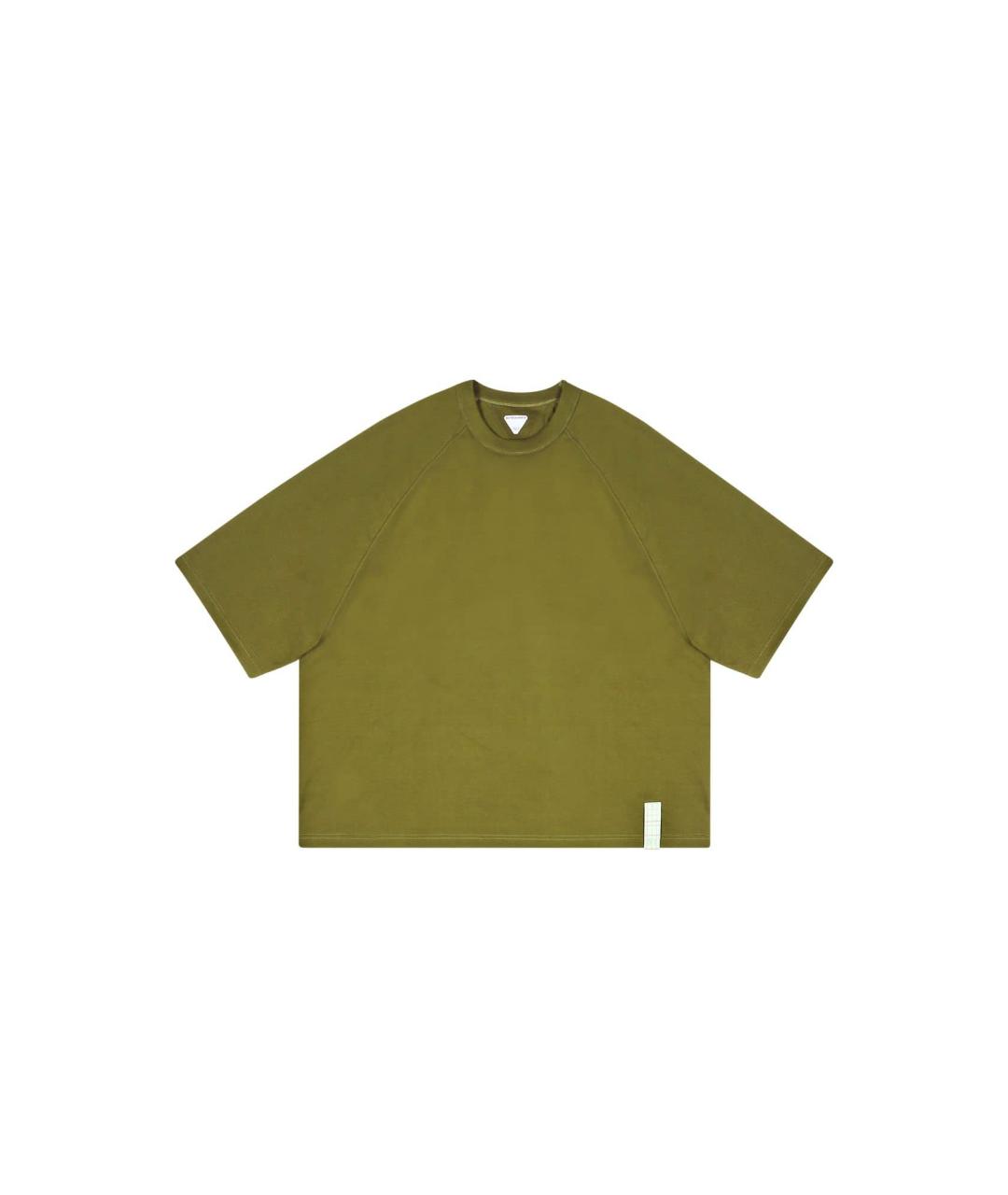 BOTTEGA VENETA Зеленая хлопко-эластановая футболка, фото 1