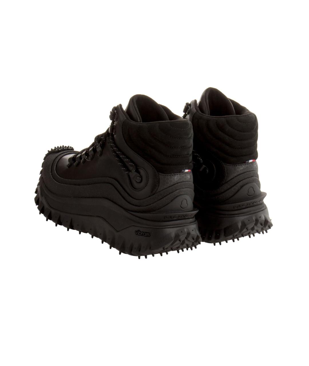 MONCLER Черные кожаные высокие кроссовки / кеды, фото 3