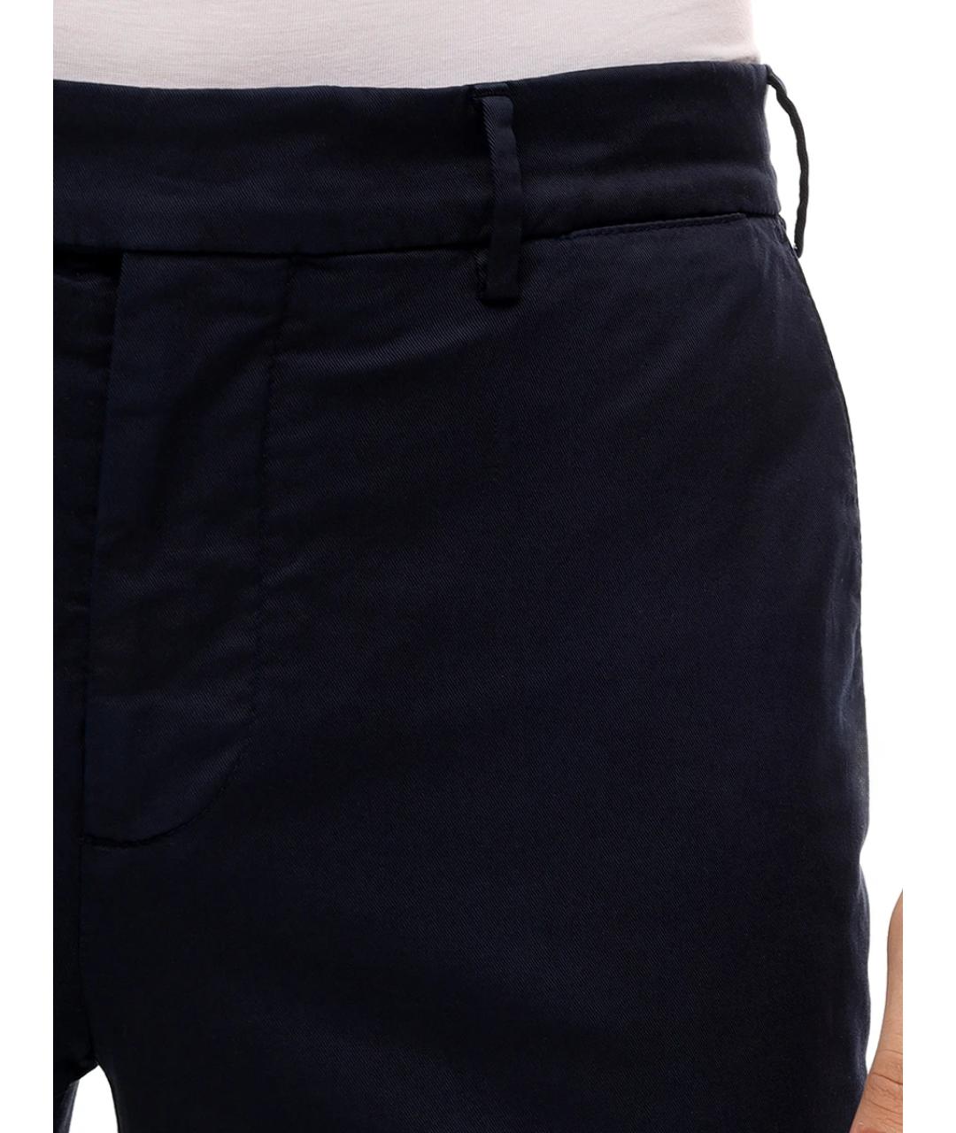 BRUNELLO CUCINELLI Темно-синие хлопко-эластановые повседневные брюки, фото 5
