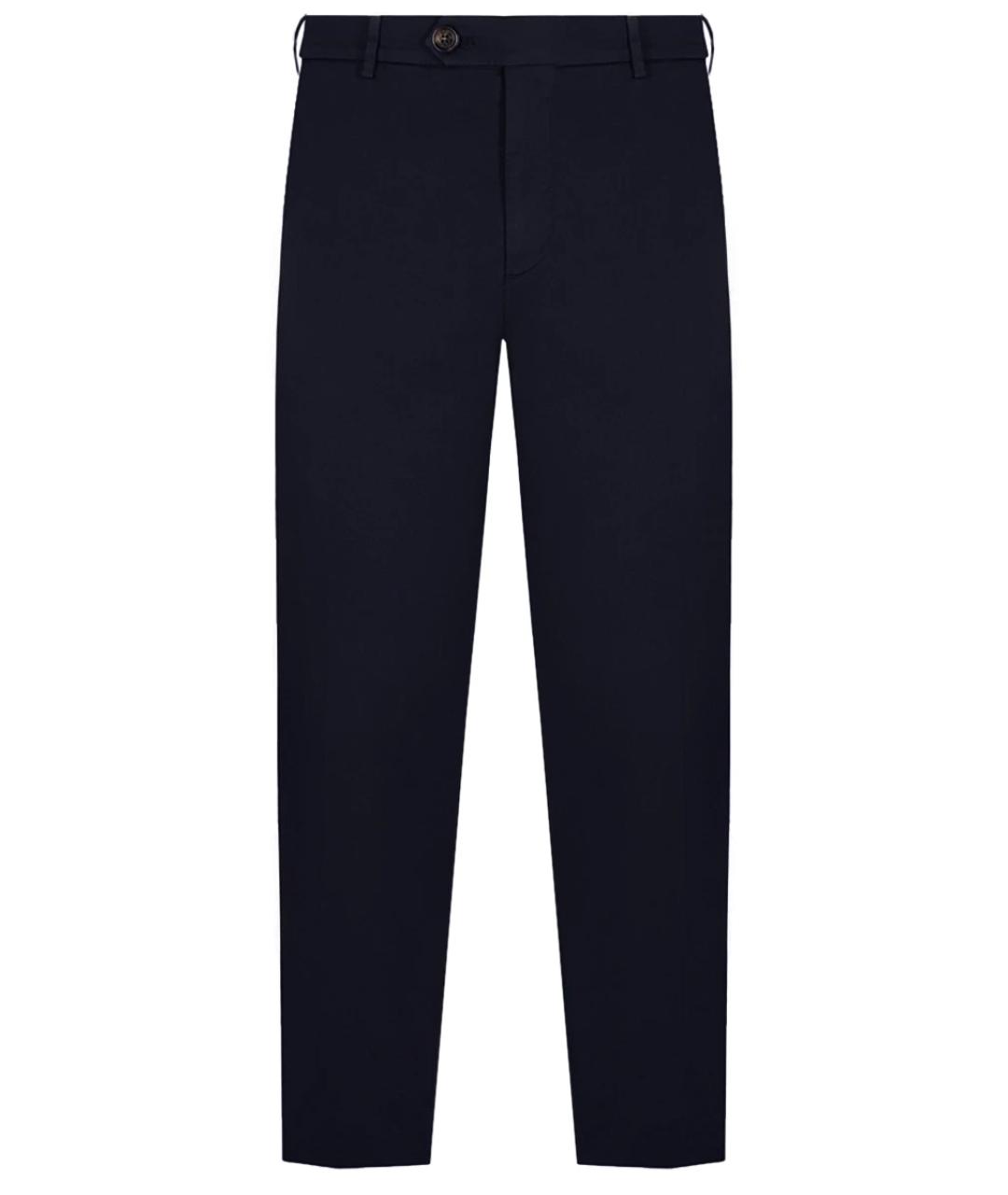 BRUNELLO CUCINELLI Темно-синие хлопко-эластановые повседневные брюки, фото 1