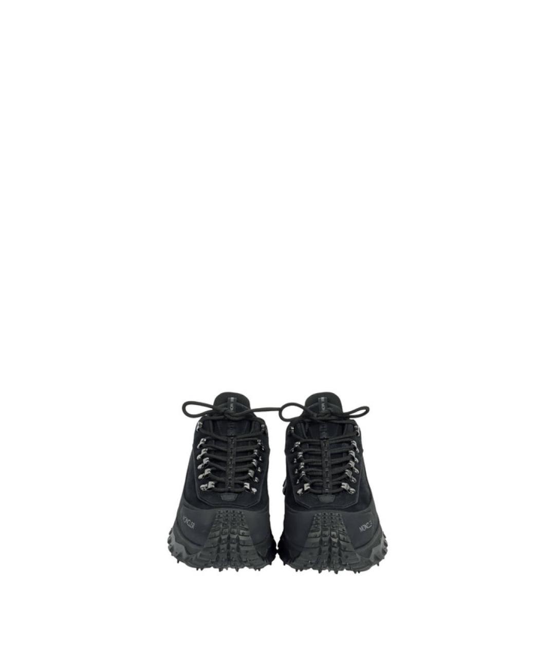 MONCLER Черные кожаные низкие кроссовки / кеды, фото 3