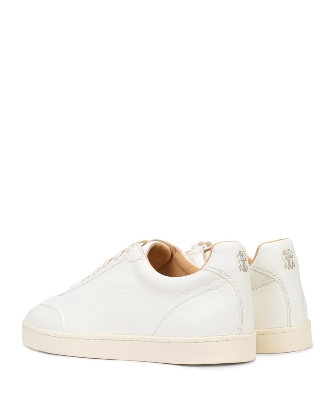 BRUNELLO CUCINELLI Белые кожаные низкие кроссовки / кеды, фото 4