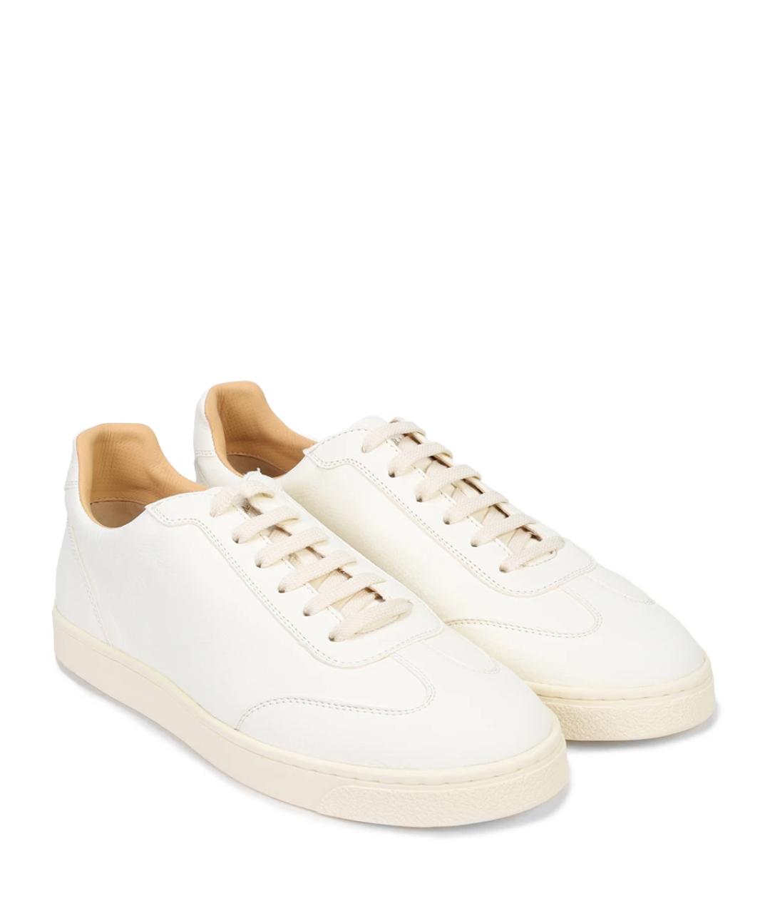 BRUNELLO CUCINELLI Белые кожаные низкие кроссовки / кеды, фото 2