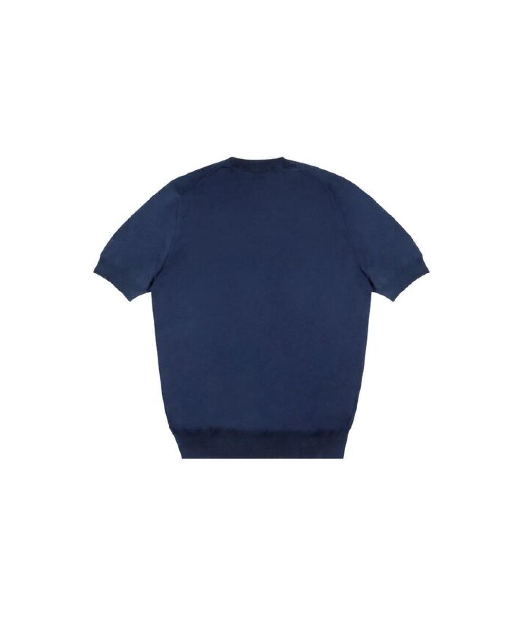 BRUNELLO CUCINELLI Синяя хлопковая футболка, фото 2