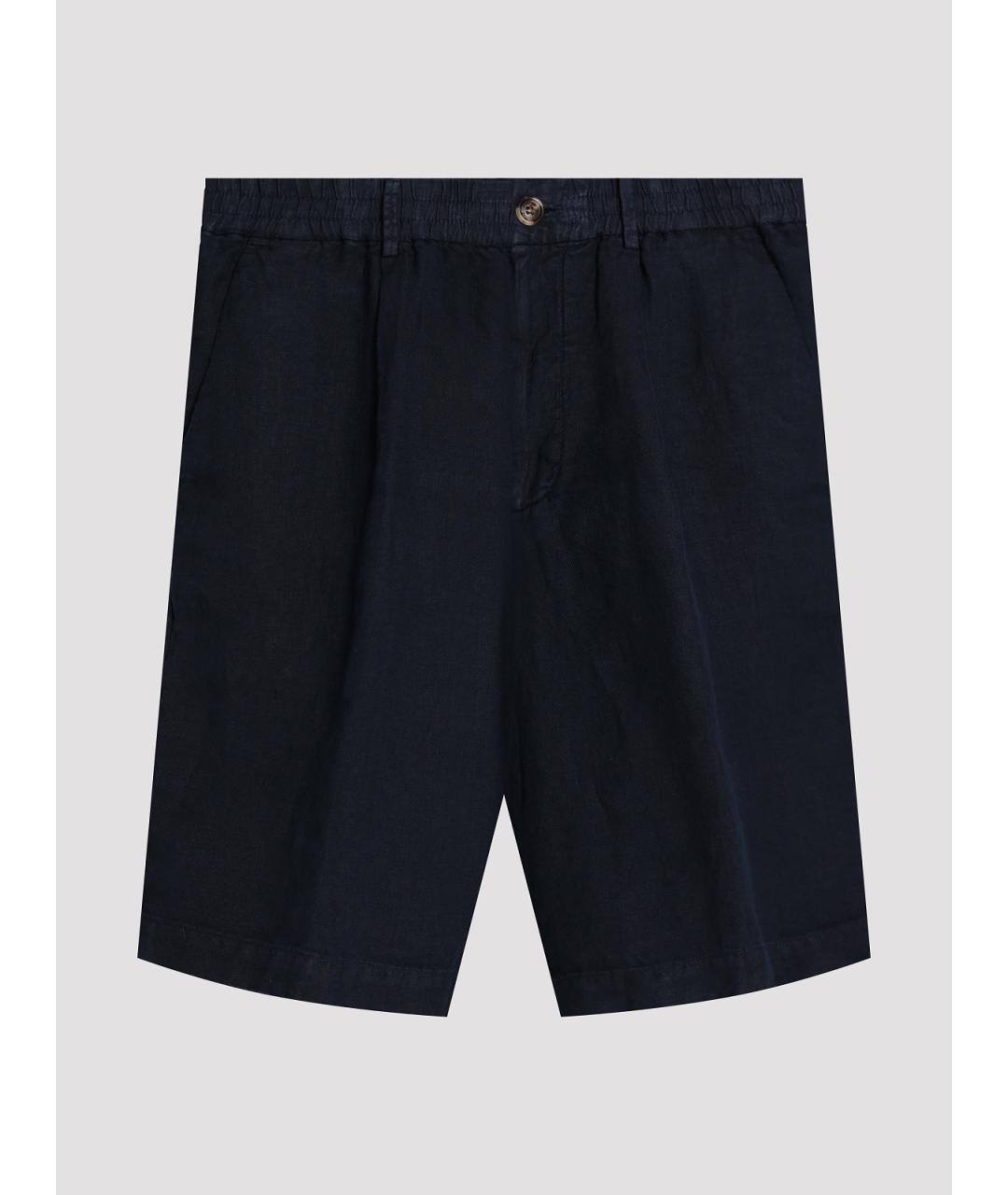 BRUNELLO CUCINELLI Темно-синие льняные шорты, фото 6