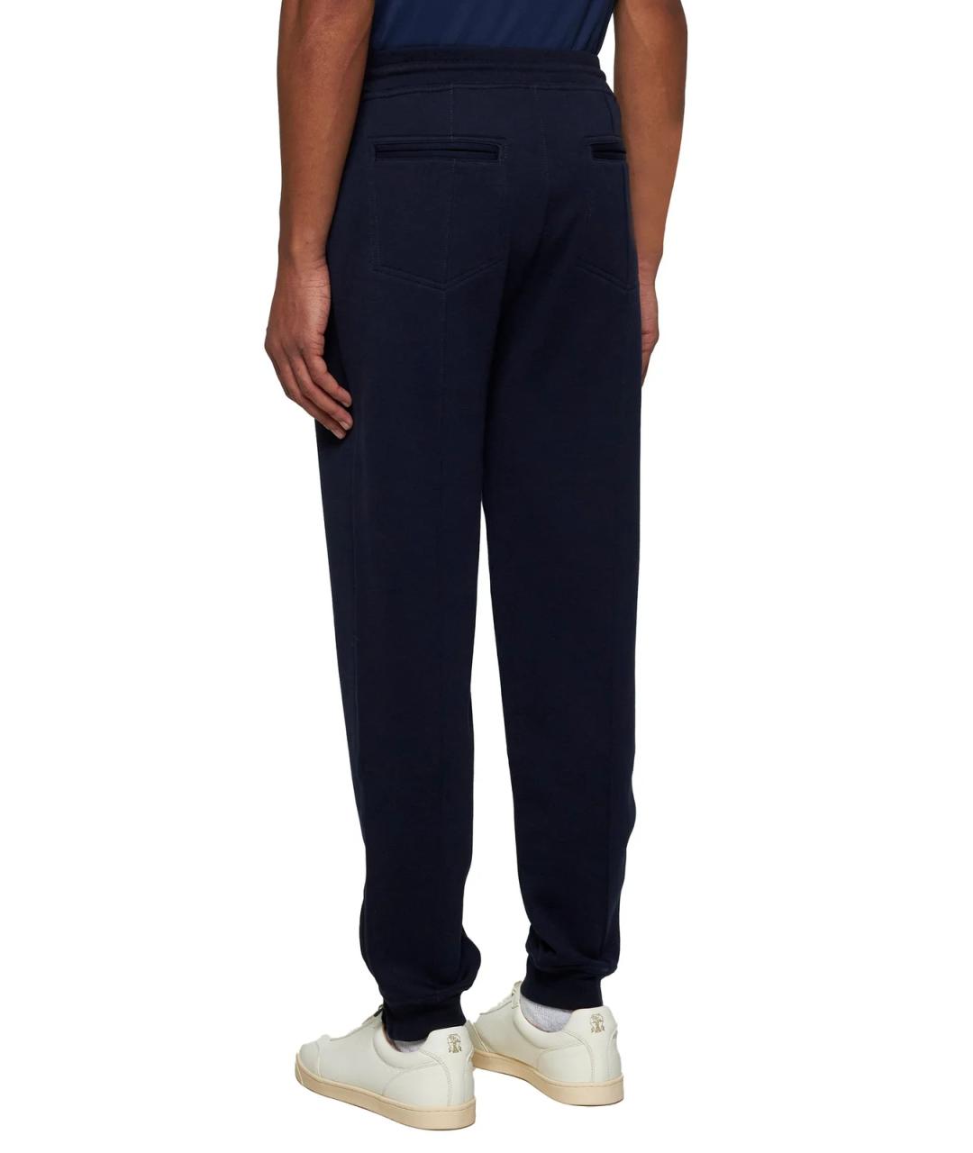 BRUNELLO CUCINELLI Синие хлопковые повседневные брюки, фото 2