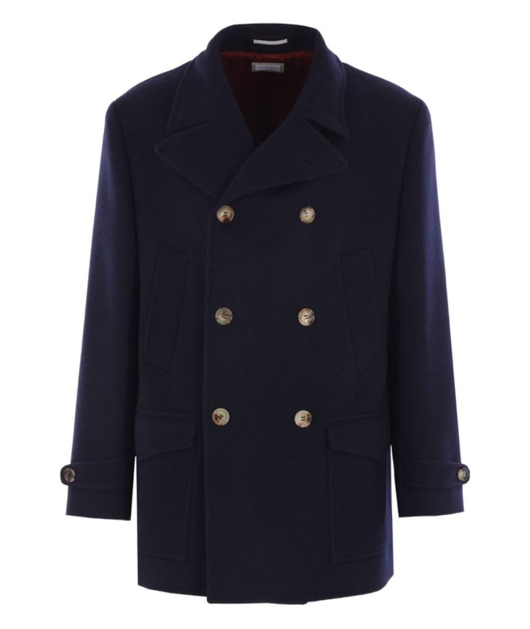 BRUNELLO CUCINELLI Синее шерстяное пальто, фото 1
