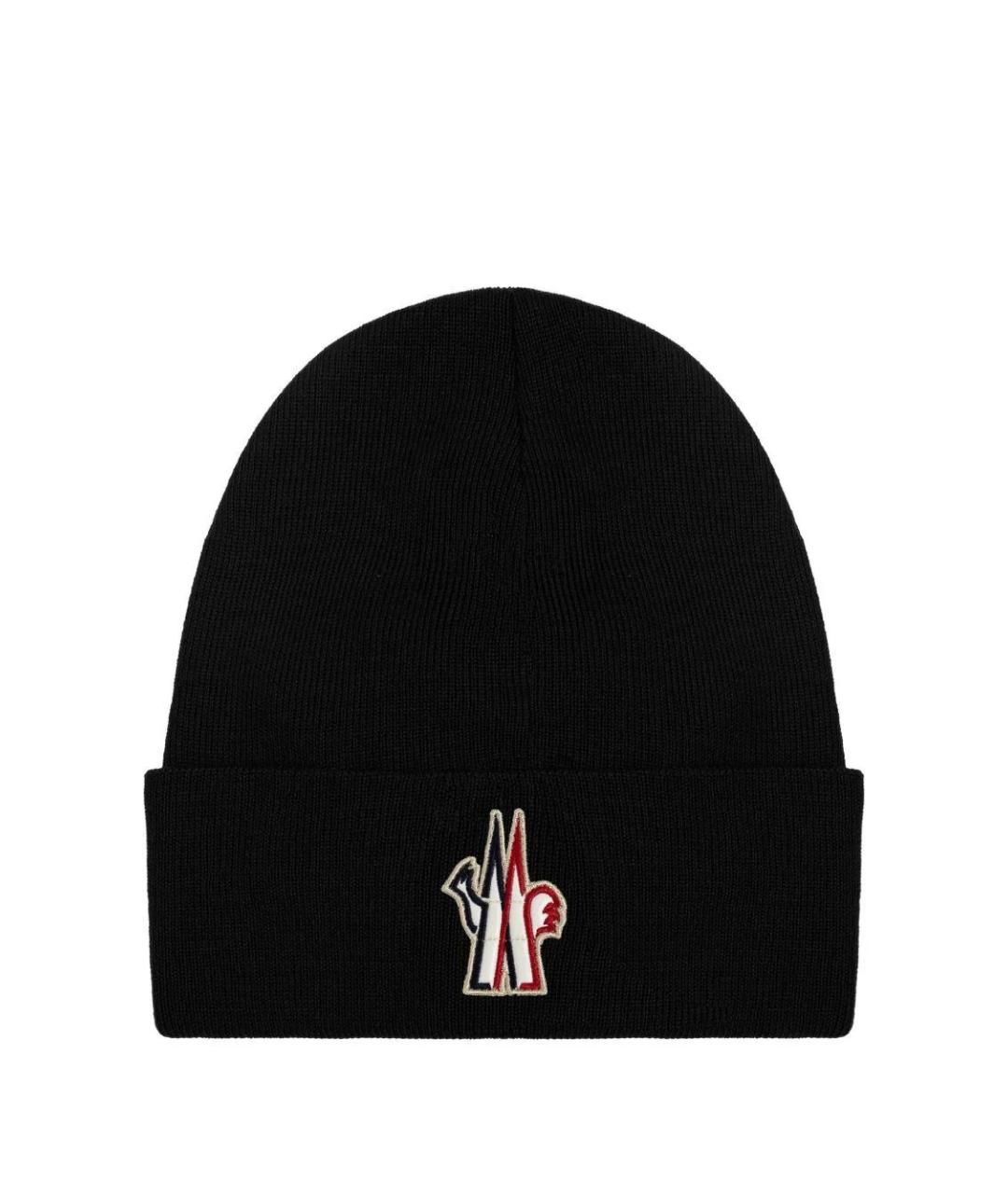 MONCLER Черная шерстяная шапка, фото 1