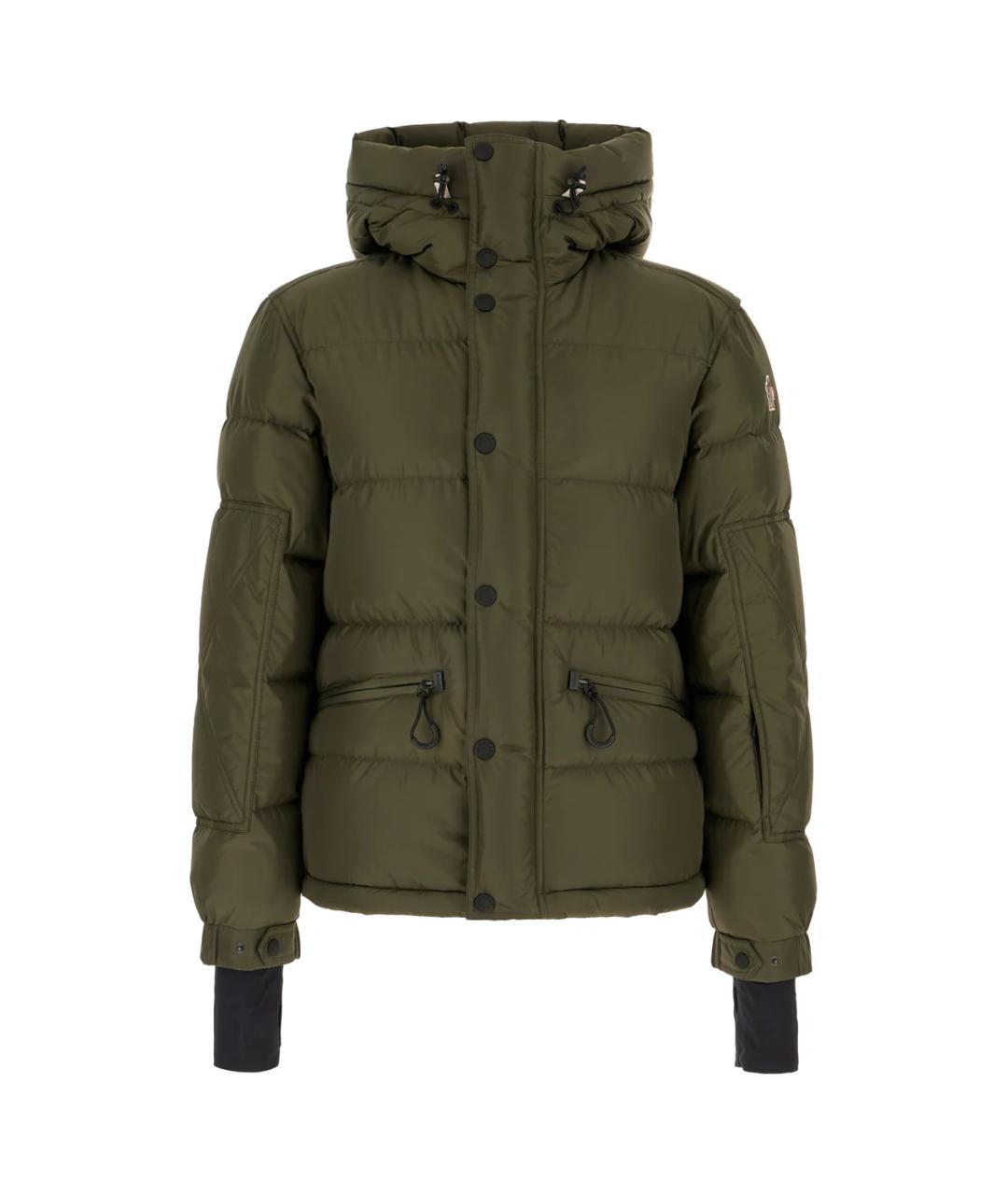 MONCLER Зеленый полиамидовый пуховик, фото 1