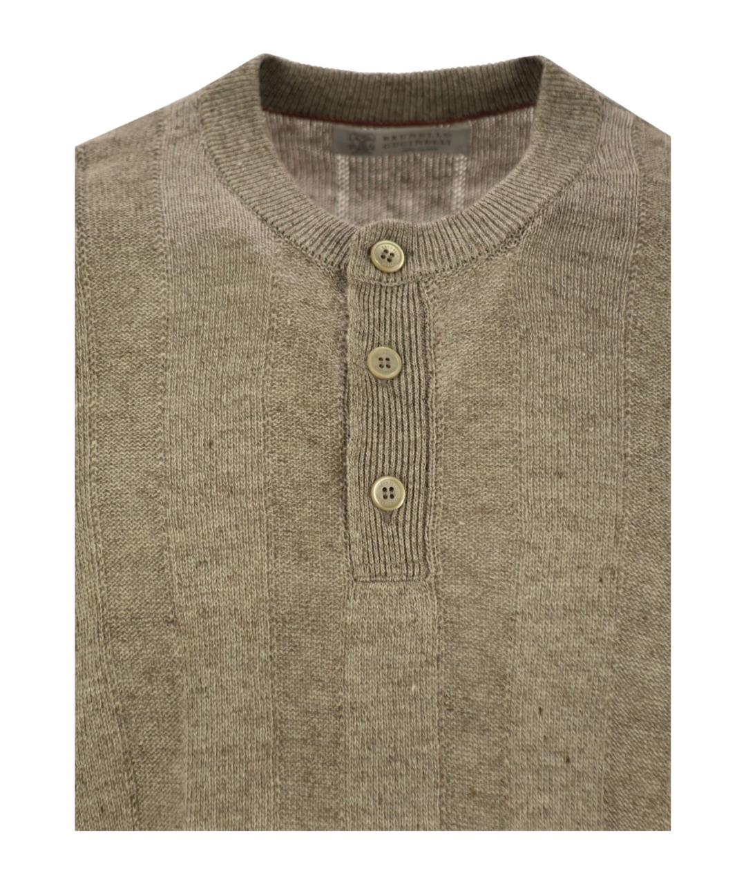 BRUNELLO CUCINELLI Бежевый льняной джемпер / свитер, фото 4