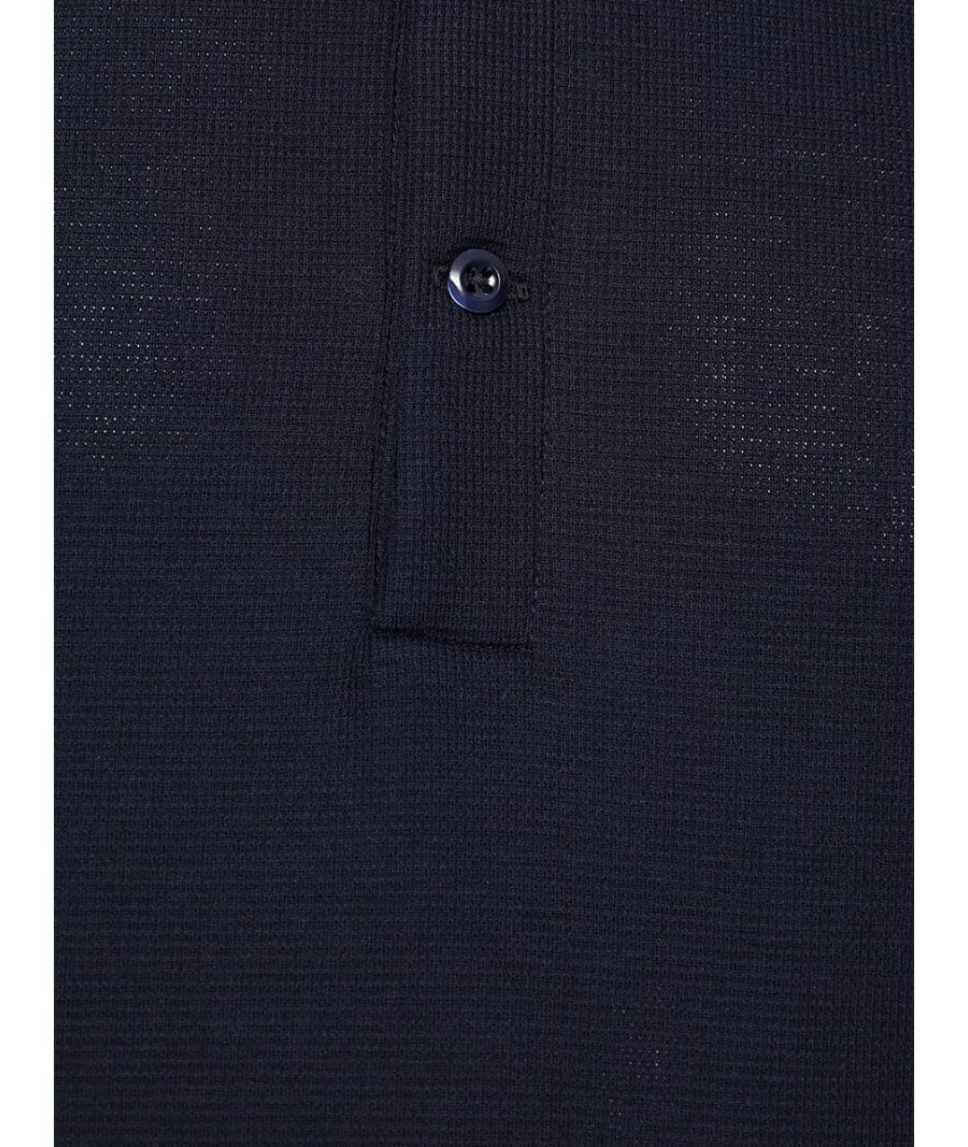 BRUNELLO CUCINELLI Темно-синее хлопковое поло с коротким рукавом, фото 3