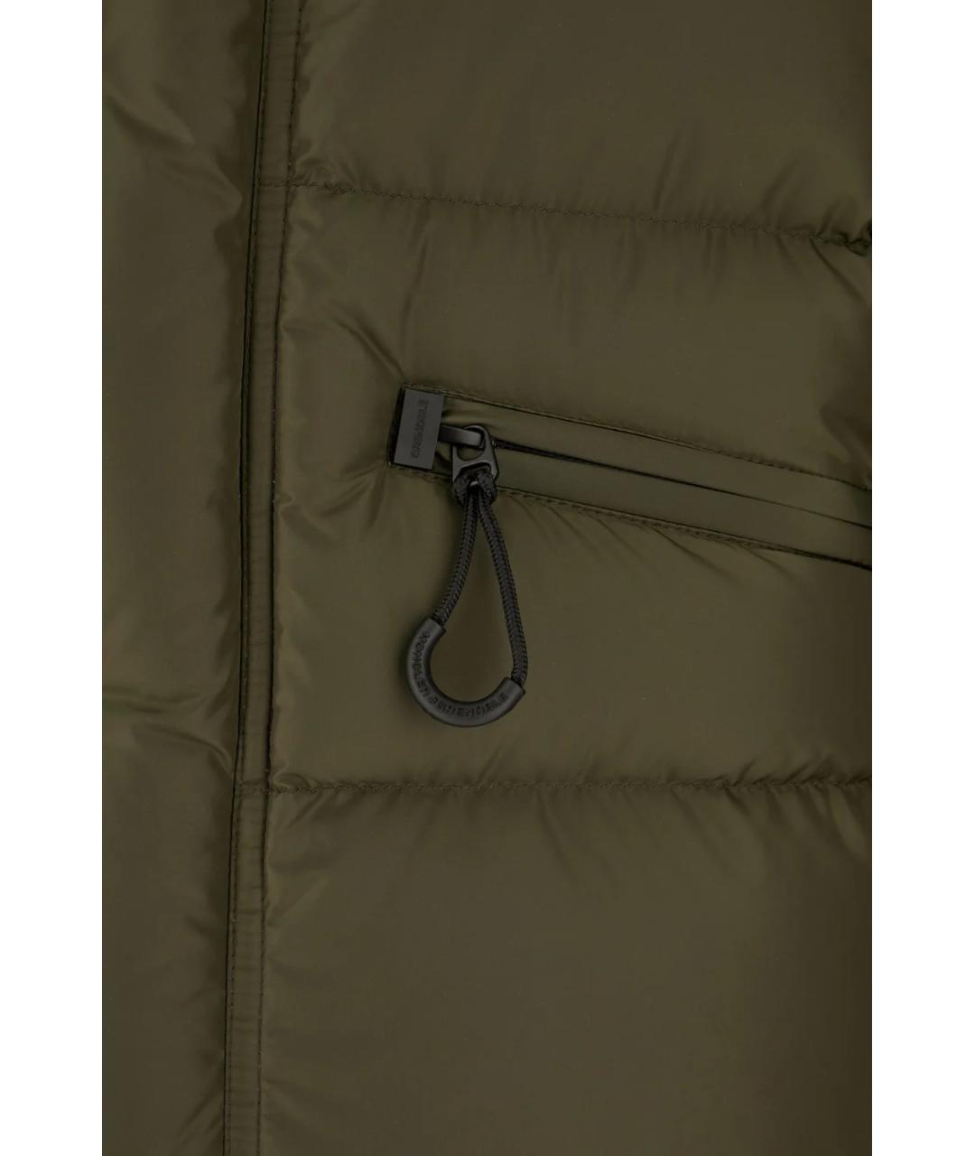 MONCLER Зеленый полиамидовый пуховик, фото 3