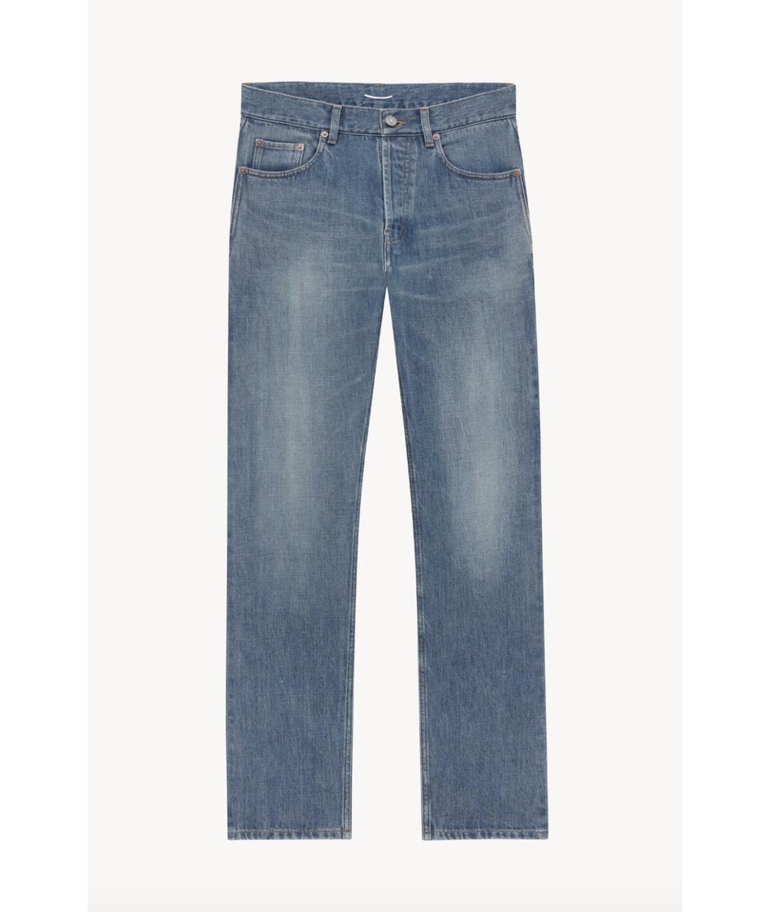 SAINT LAURENT Голубые хлопковые прямые джинсы, фото 3