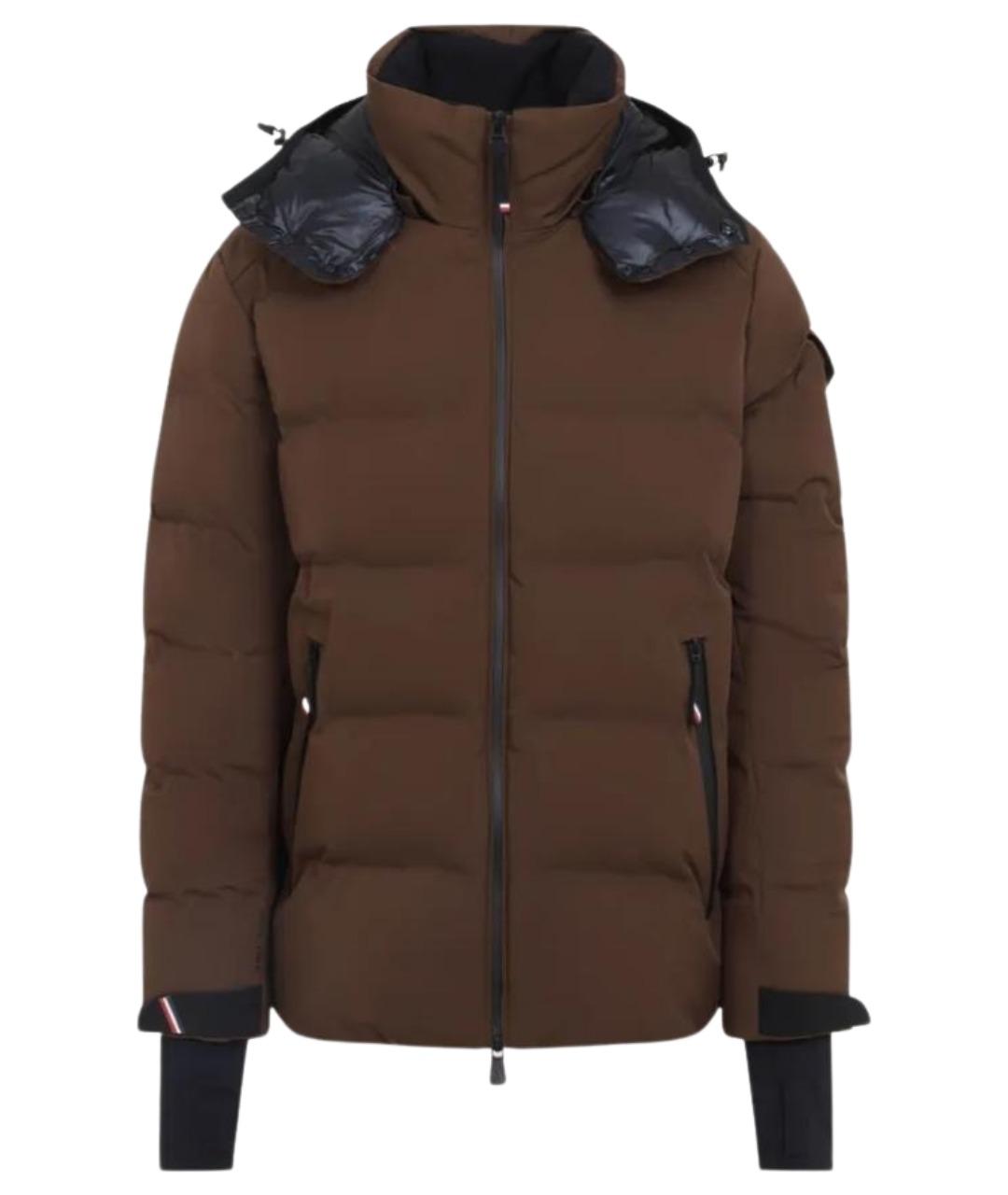 MONCLER Коричневый полиамидовый пуховик, фото 1