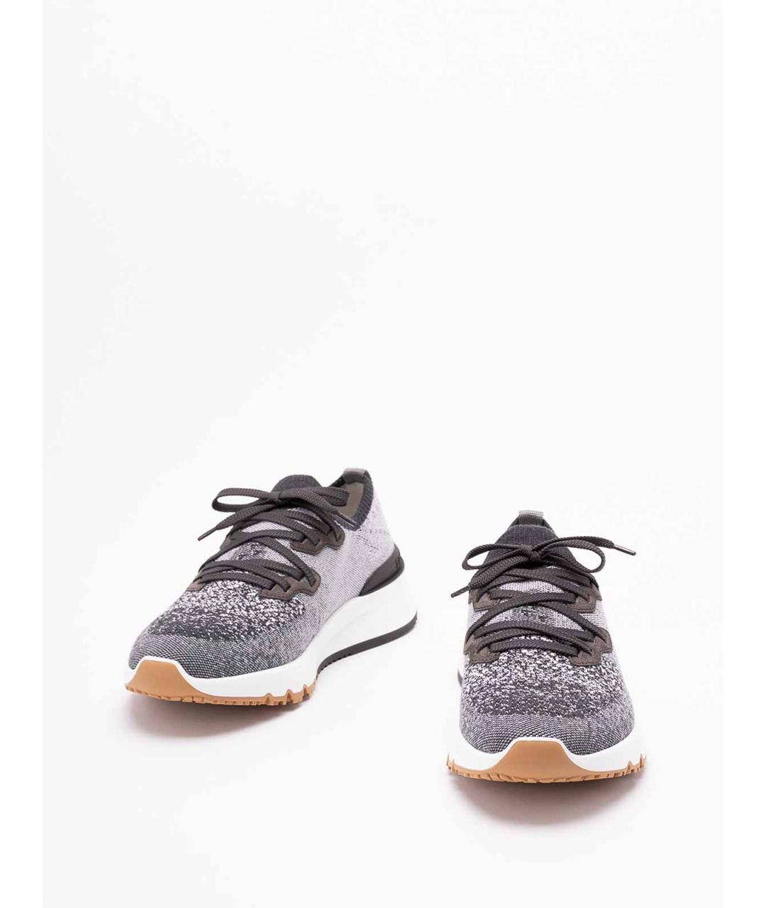 BRUNELLO CUCINELLI Серые текстильные низкие кроссовки / кеды, фото 2
