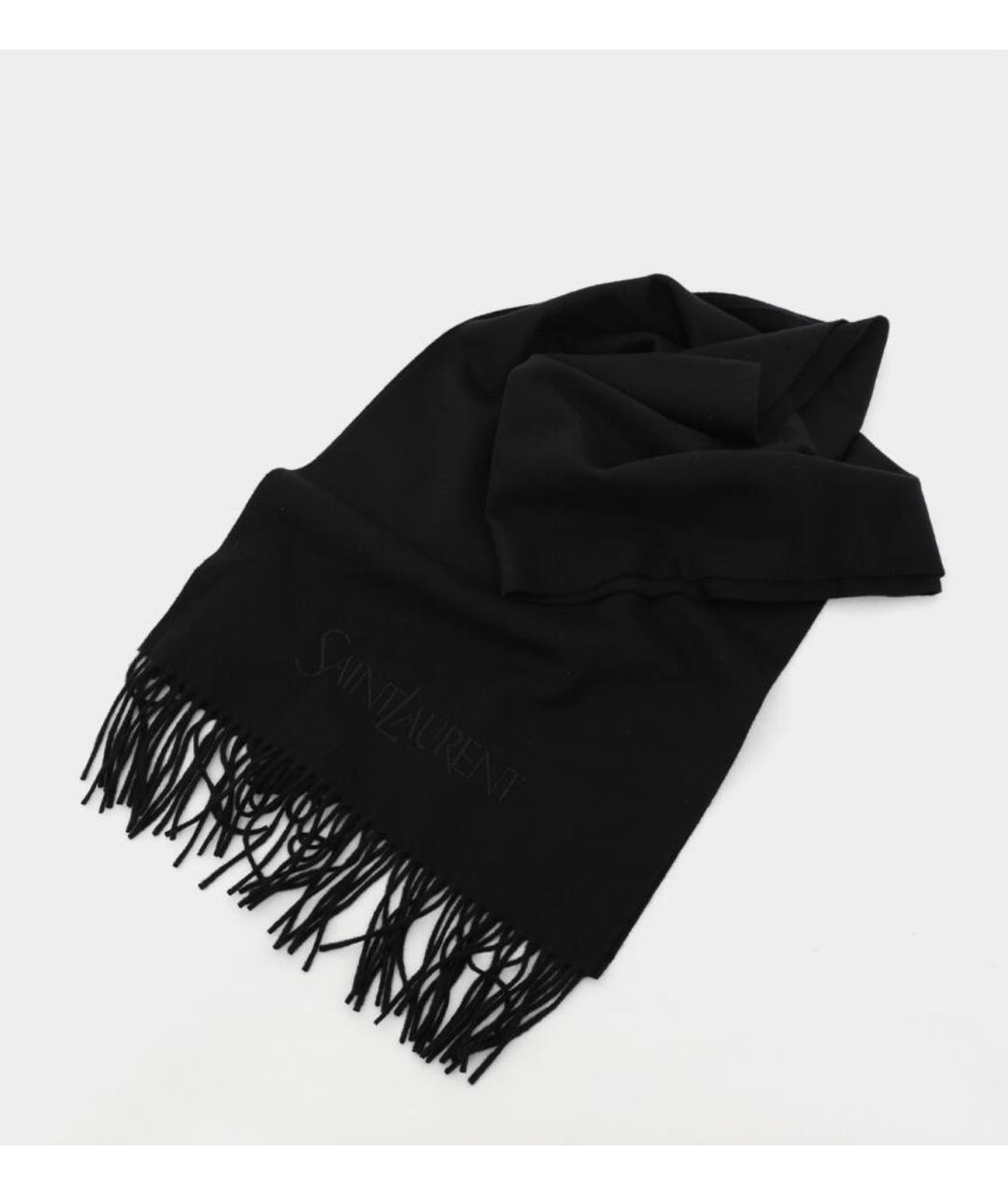 SAINT LAURENT Черный кашемировый шарф, фото 2