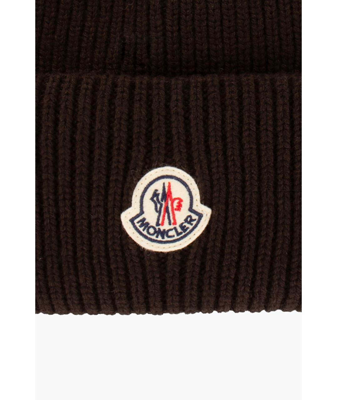 MONCLER Коричневая шерстяная шапка, фото 3