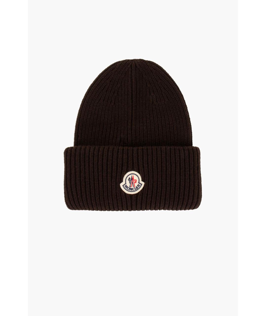 MONCLER Коричневая шерстяная шапка, фото 4