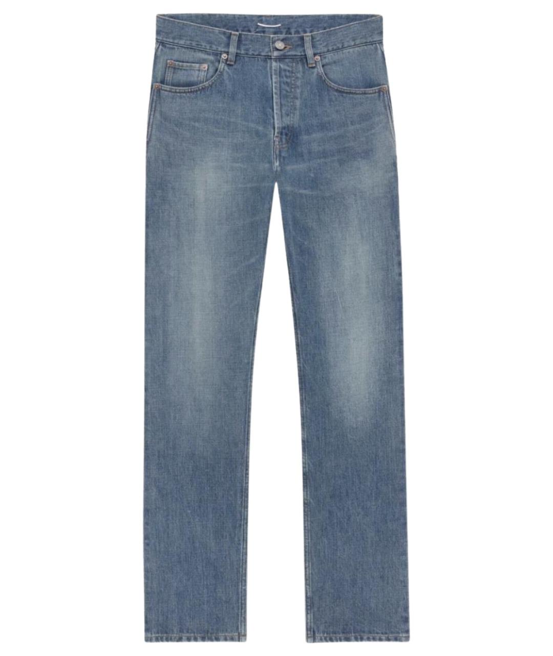 SAINT LAURENT Голубые хлопковые прямые джинсы, фото 1