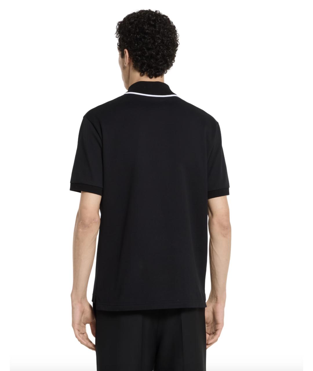 GUCCI Черное хлопко-эластановое поло с коротким рукавом, фото 3