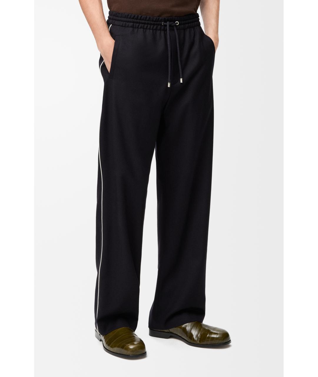 LOEWE Темно-синие шерстяные повседневные брюки, фото 3