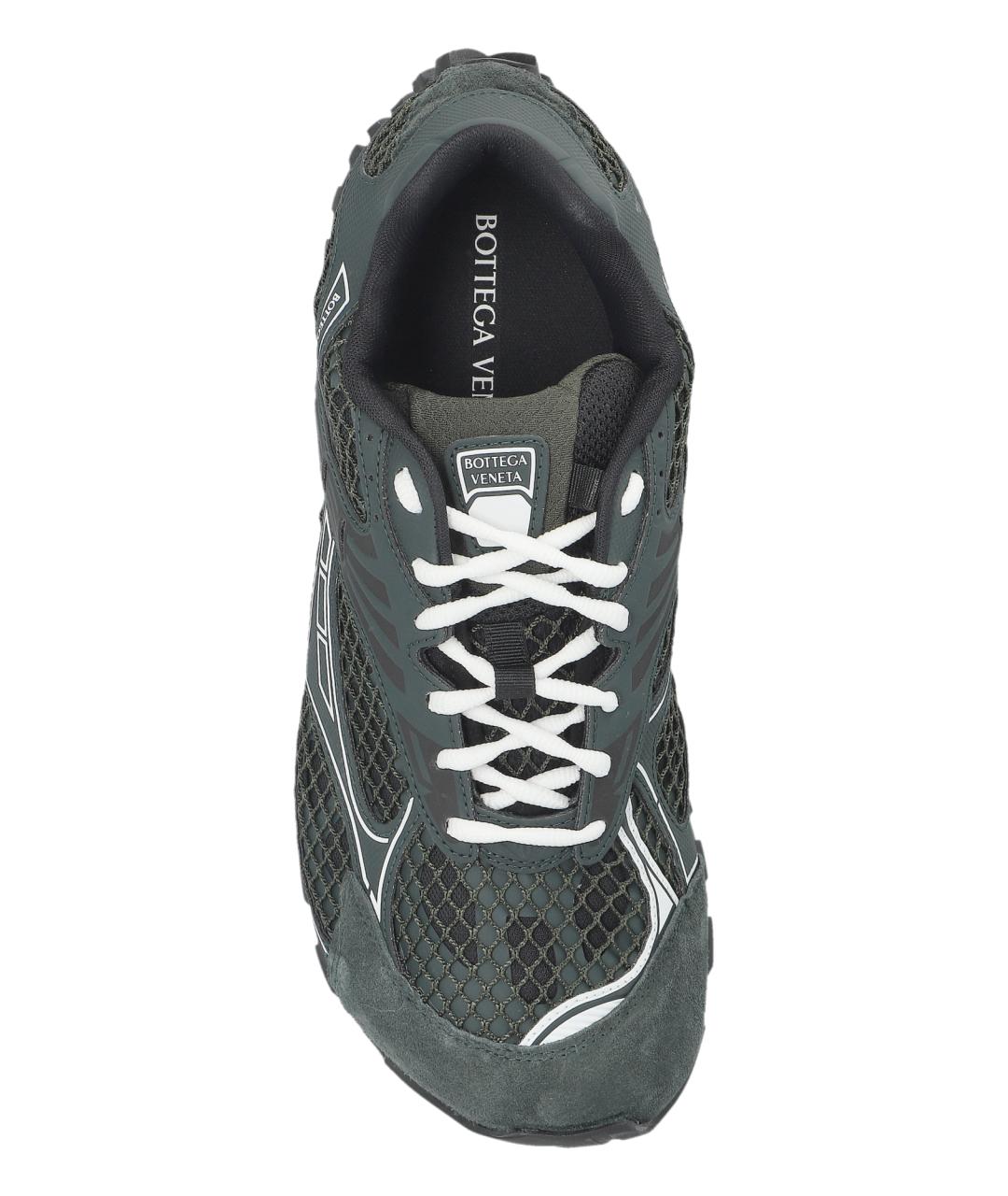 BOTTEGA VENETA Зеленые текстильные низкие кроссовки / кеды, фото 6