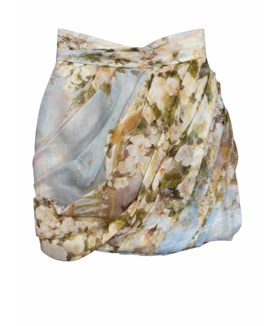 ZIMMERMANN Мульти льняная юбка мини, фото 1