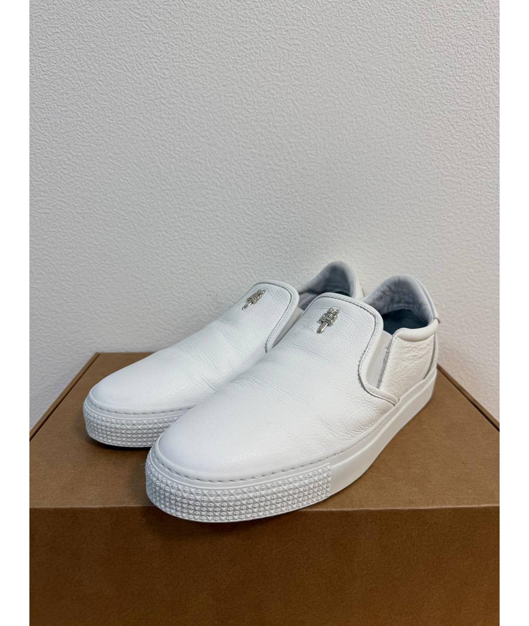 CHROME HEARTS Белые кожаные лоферы, фото 2
