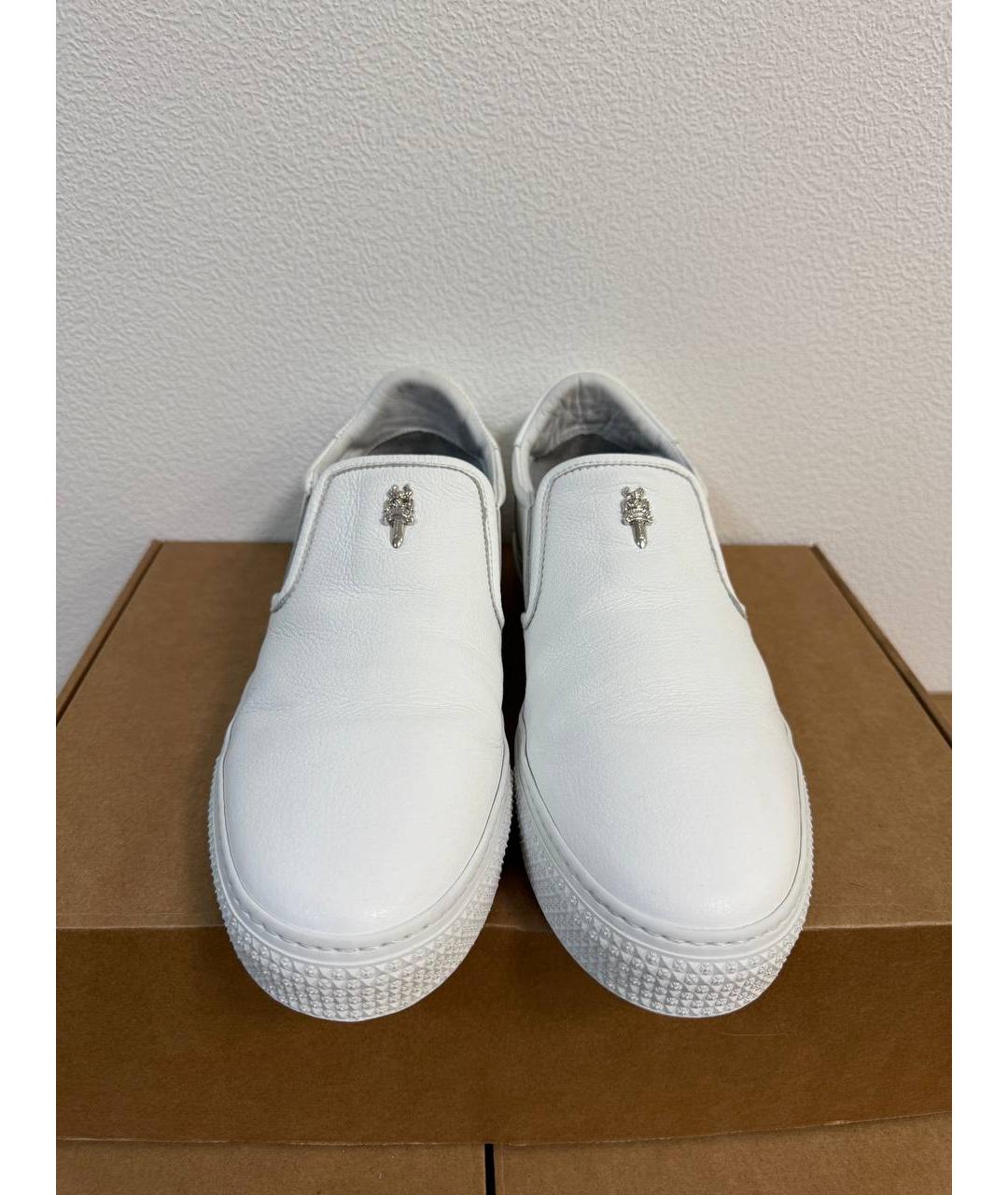 CHROME HEARTS Белые кожаные лоферы, фото 3