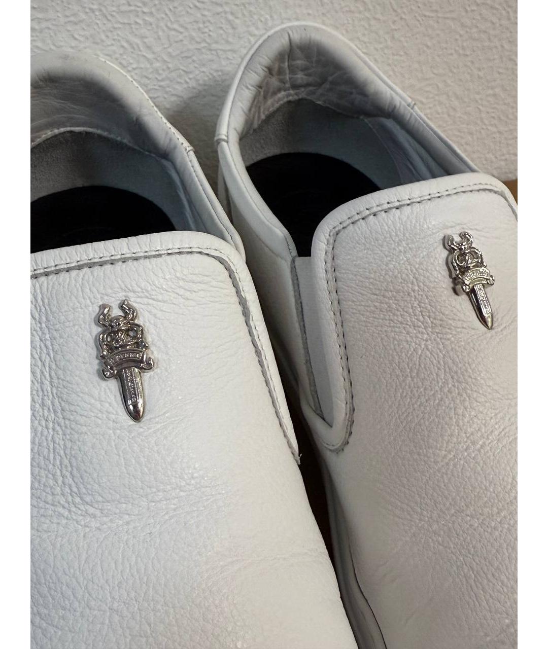 CHROME HEARTS Белые кожаные лоферы, фото 4