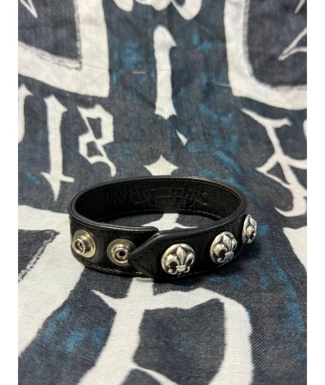 CHROME HEARTS Черный кожаный браслет, фото 3