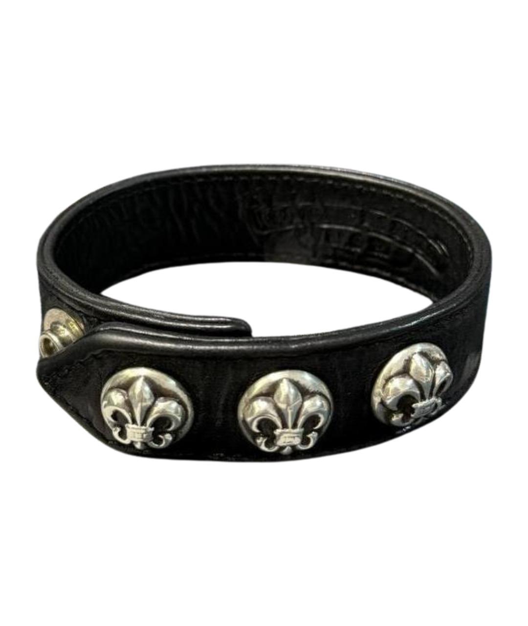 CHROME HEARTS Черный кожаный браслет, фото 1