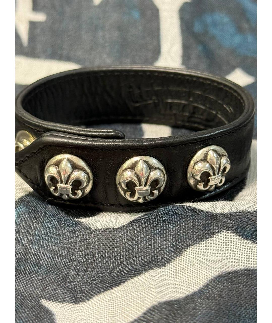 CHROME HEARTS Черный кожаный браслет, фото 2