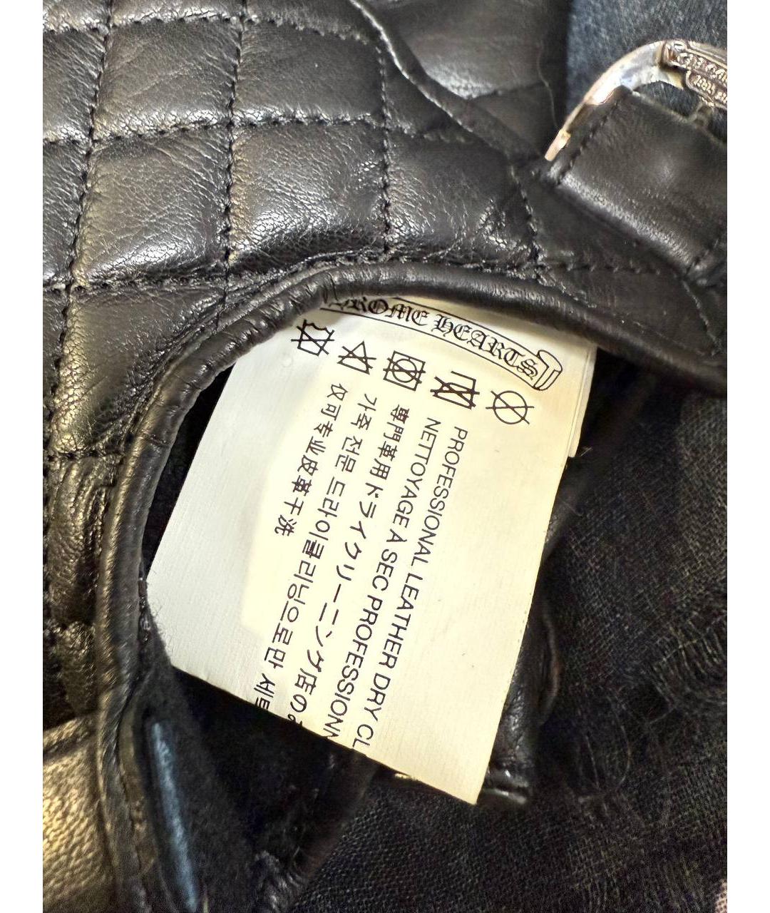 CHROME HEARTS Черные кожаные перчатки, фото 5