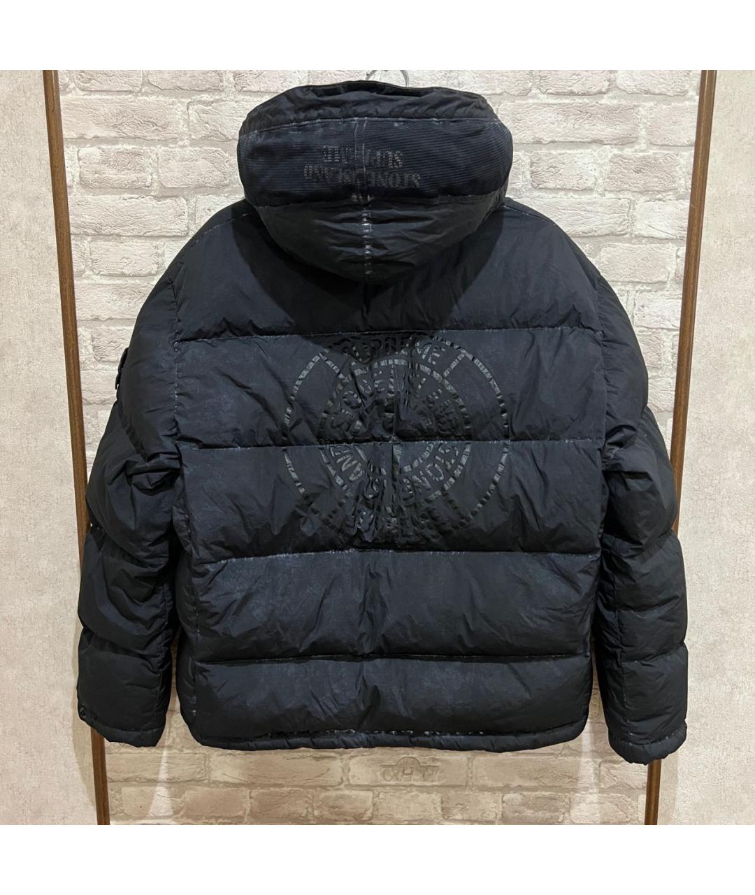 STONE ISLAND Черный полиамидовый пуховик, фото 2