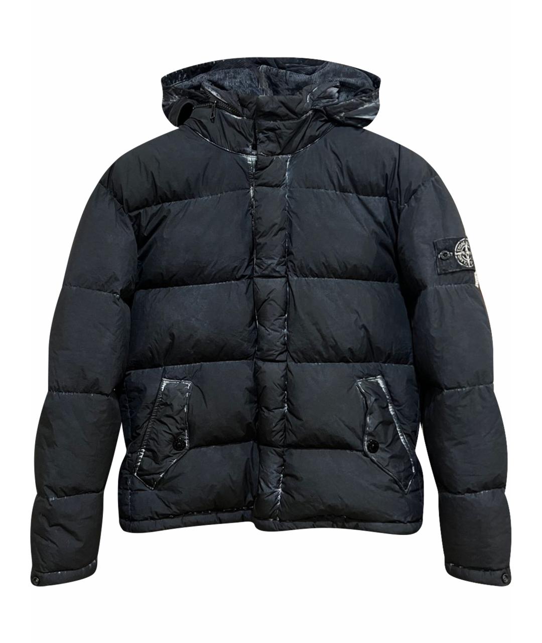 STONE ISLAND Черный полиамидовый пуховик, фото 1