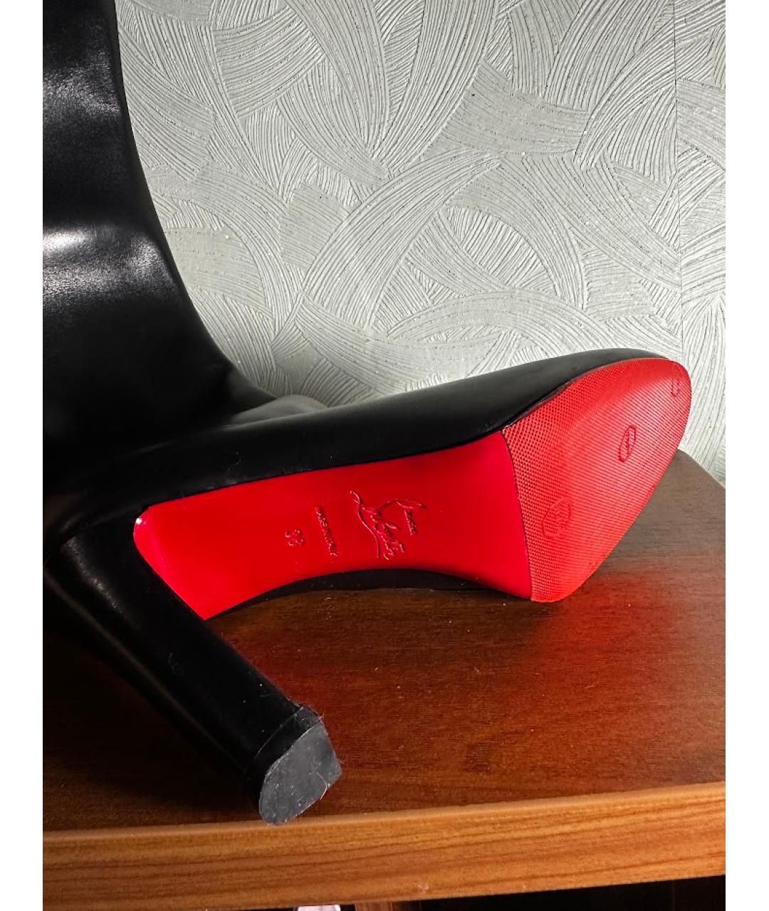 CHRISTIAN LOUBOUTIN Черные кожаные сапоги, фото 5