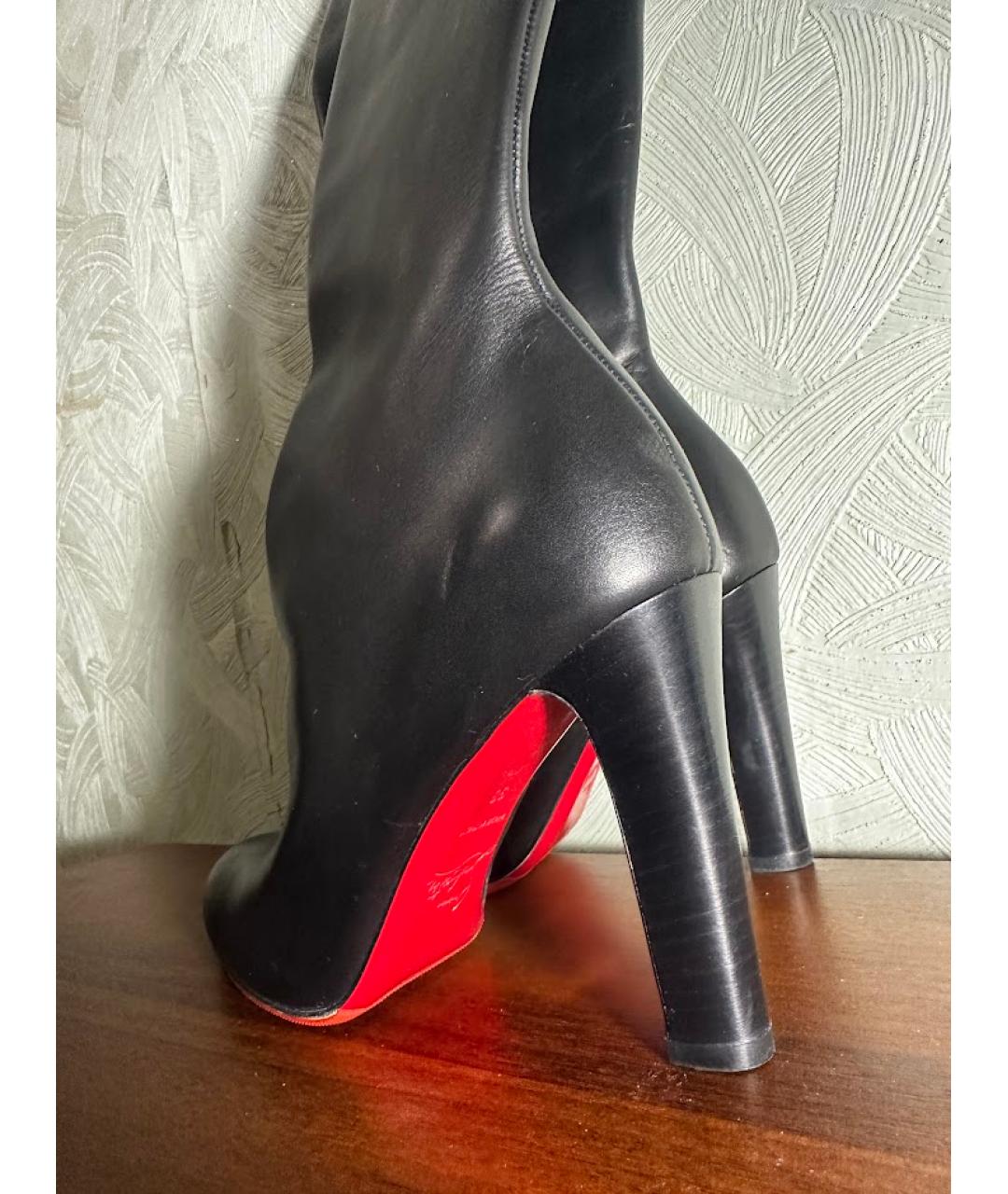 CHRISTIAN LOUBOUTIN Черные кожаные сапоги, фото 7