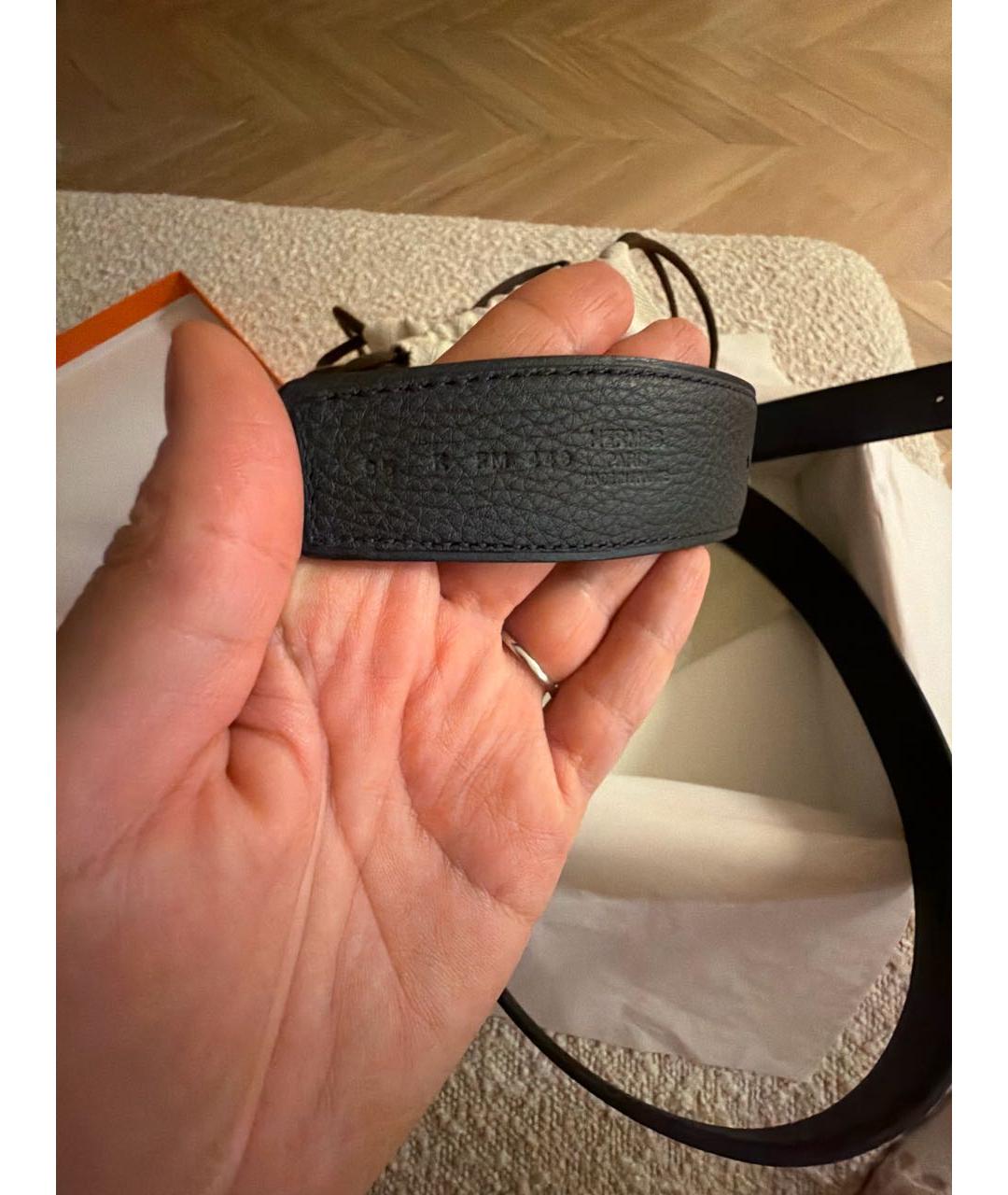 HERMES Черный кожаный ремень, фото 3