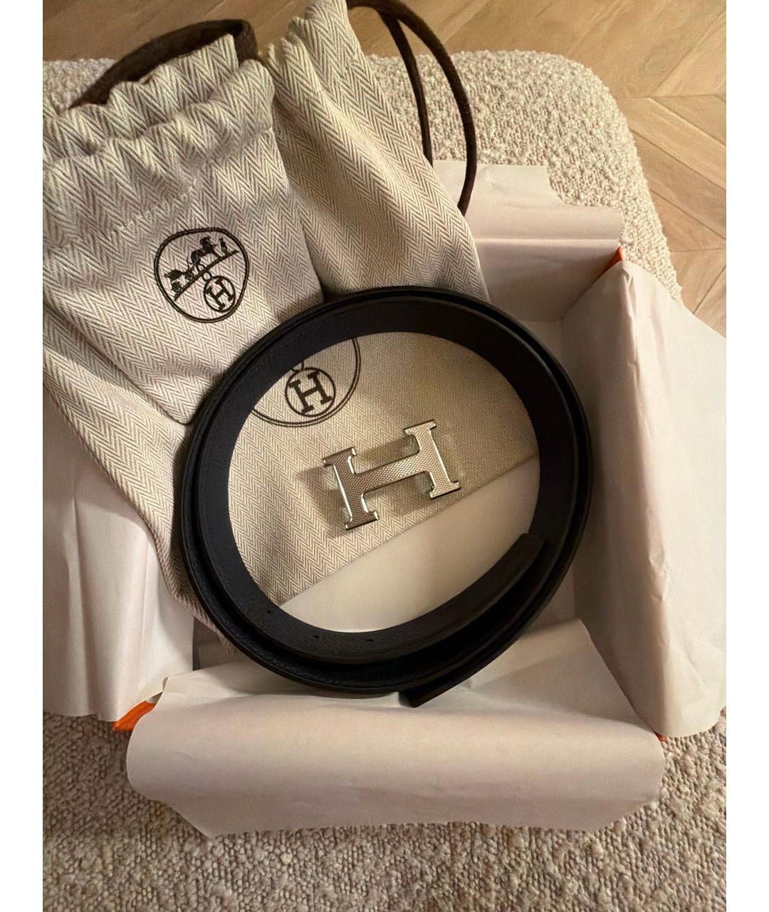 HERMES Черный кожаный ремень, фото 4