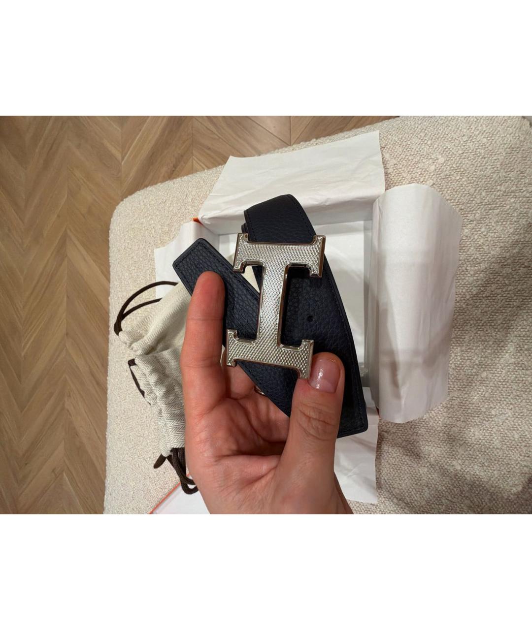 HERMES Черный кожаный ремень, фото 5