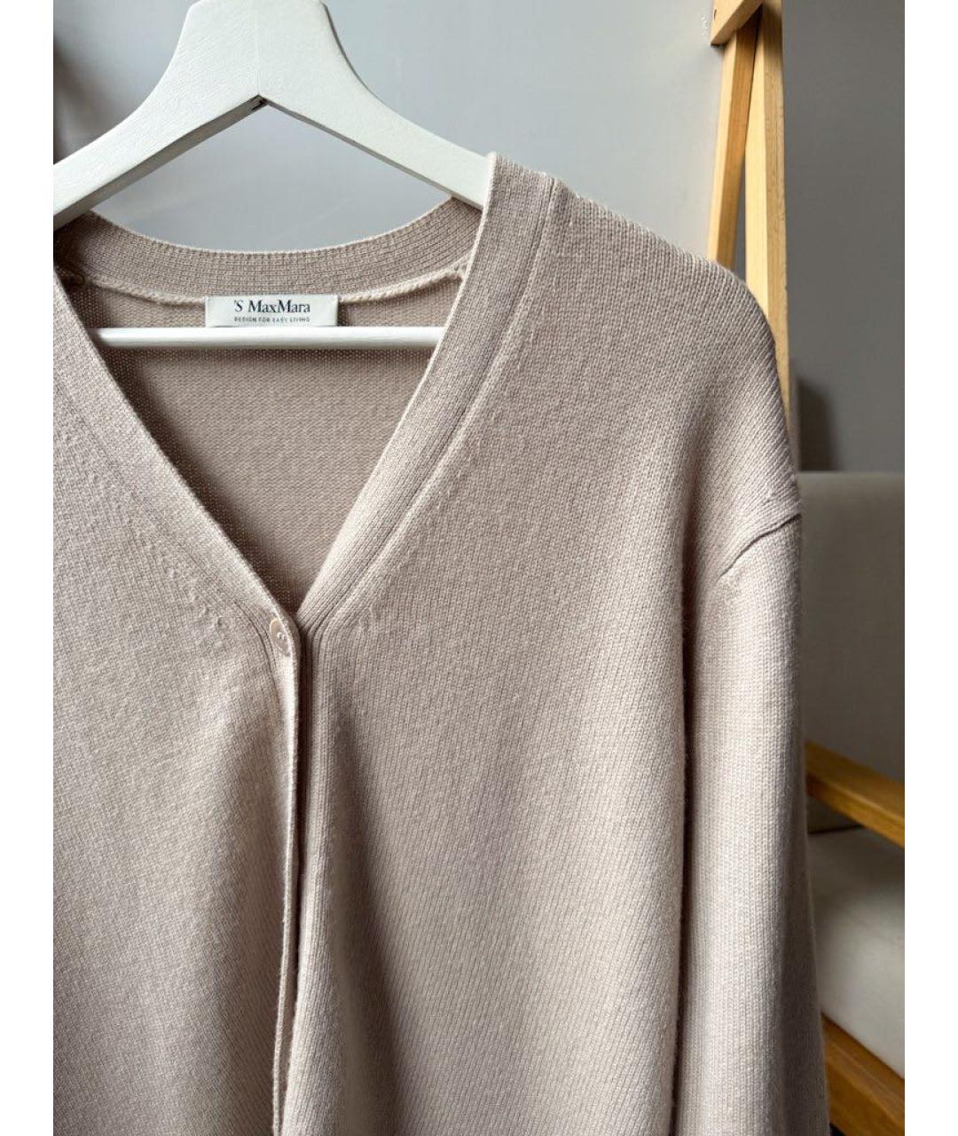'S MAX MARA Бежевый шерстяной кардиган, фото 4