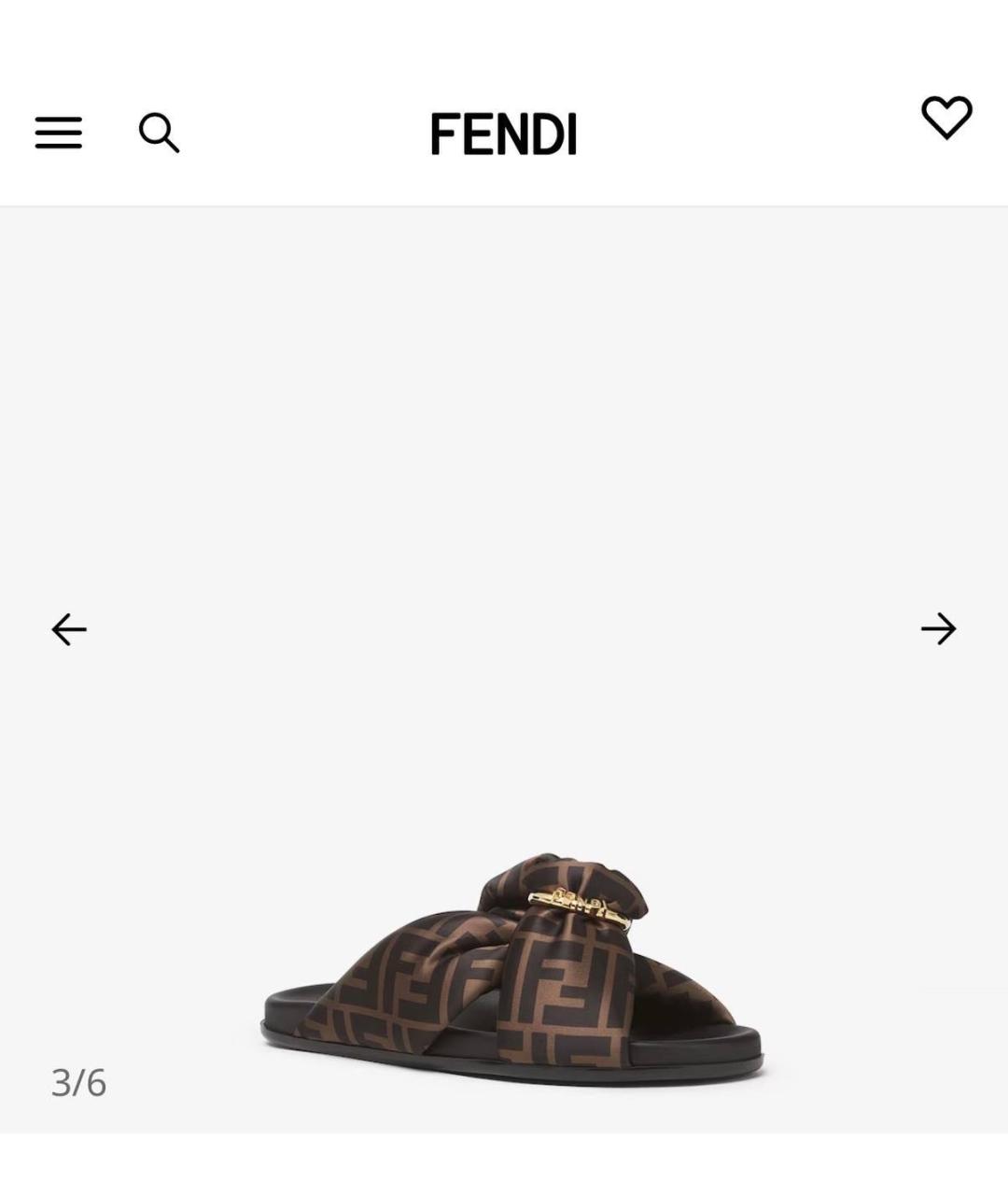 FENDI Коричневые текстильные шлепанцы, фото 3