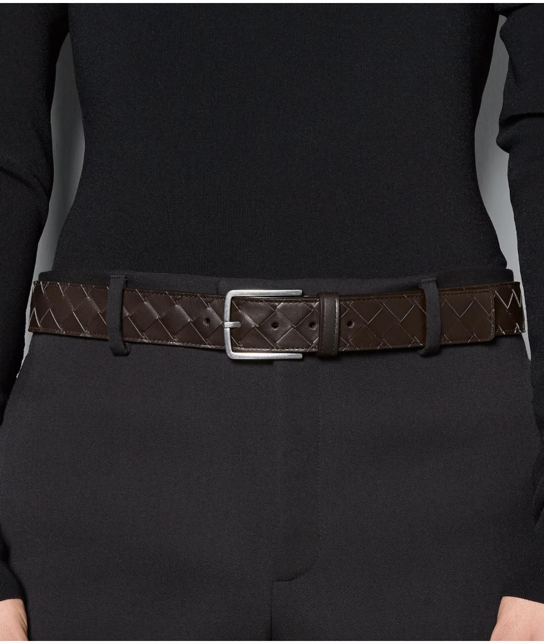 BOTTEGA VENETA Коричневый кожаный ремень, фото 2