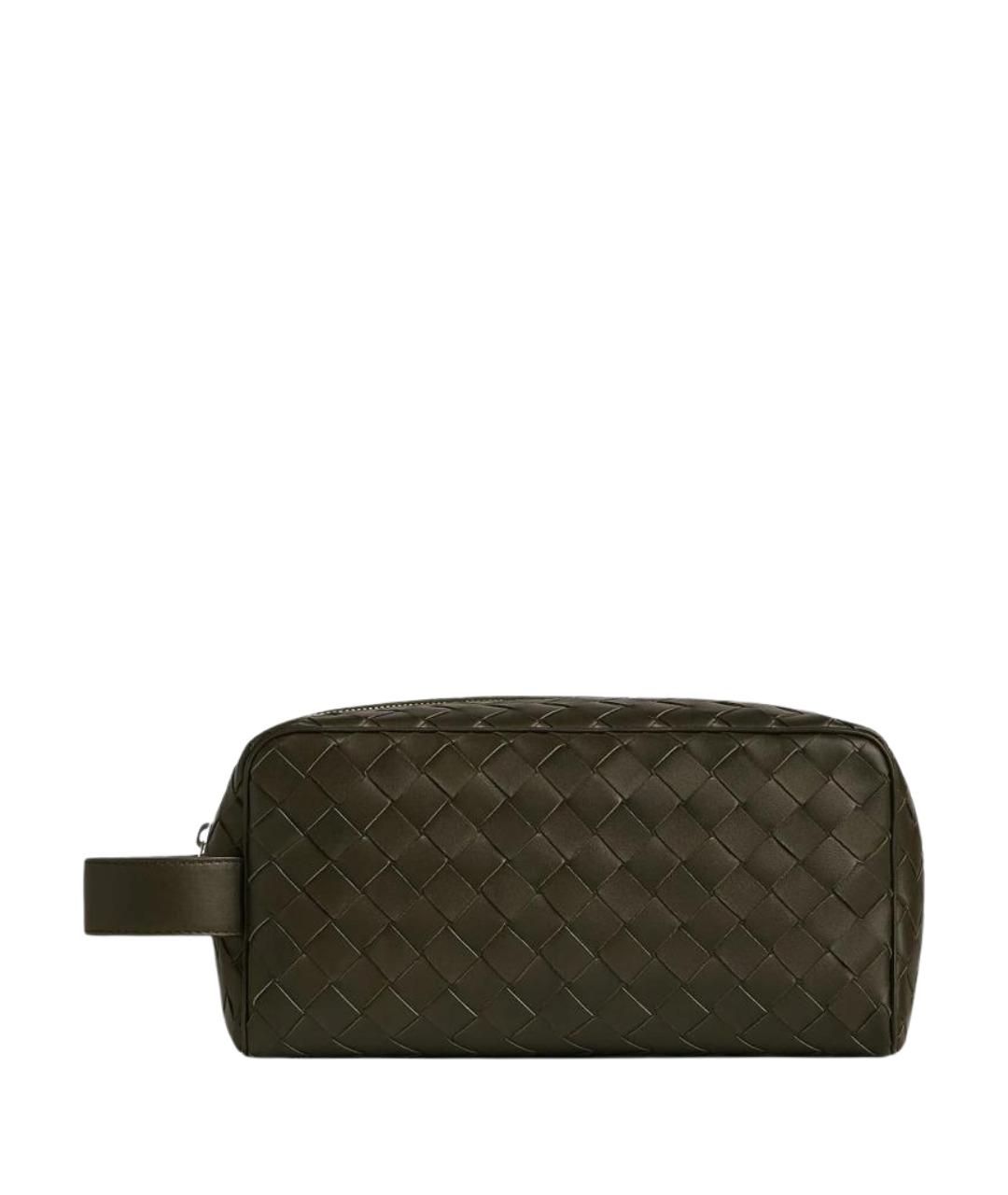BOTTEGA VENETA Хаки кожаная косметичка, фото 1